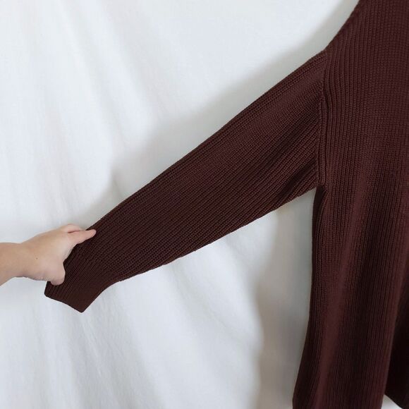 Wilfred Merino Wool Sweater Dress Chocolate Brown Womens XL Slouchy Minimalist - Picture 3 of 12